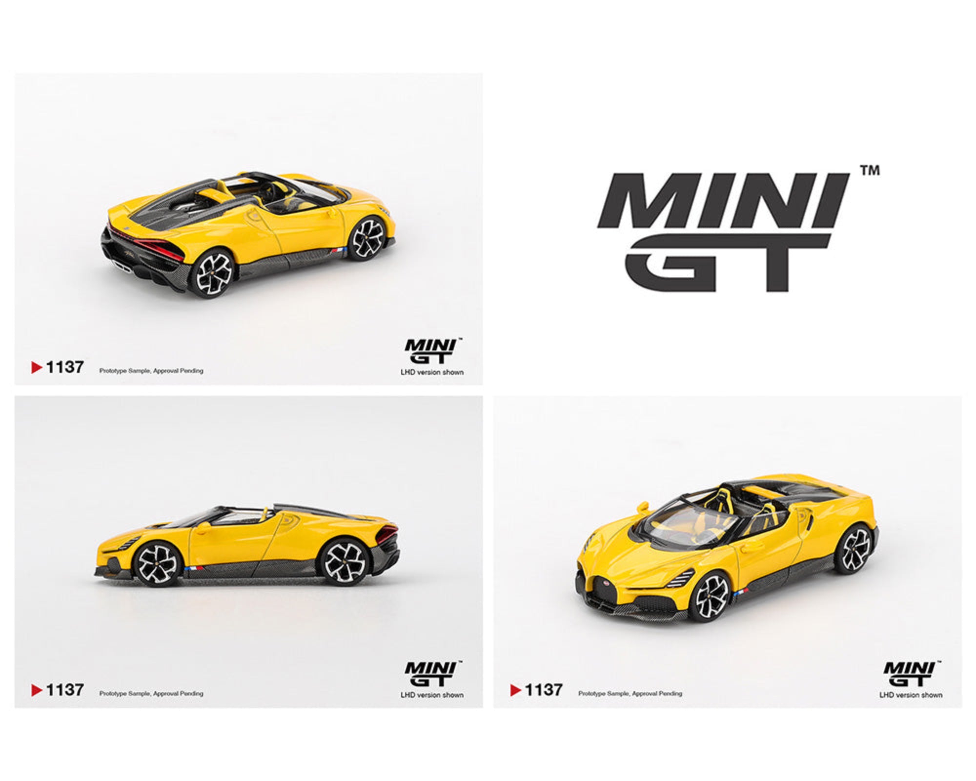 MINI GT 5台セット Preorder] Mini GT 1:64 Bugatti W16 – Mistral Yellow MGT01137-BL