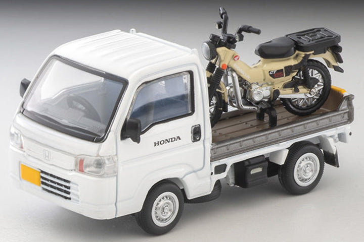 [Preorder] Tomytec TLVN 1:64 Honda Acty Truck Motorcycle Shop Specification (White) with Honda CT125 Hunter Cub