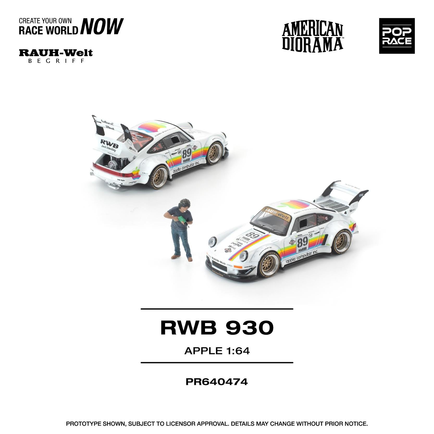 Preorder] POPRACE 1:64 Porsche RWB 930 APPLE WITH FIGURE PR640474