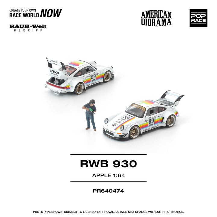 [Preorder] POPRACE 1:64 Porsche RWB 930 APPLE WITH FIGURE PR640474