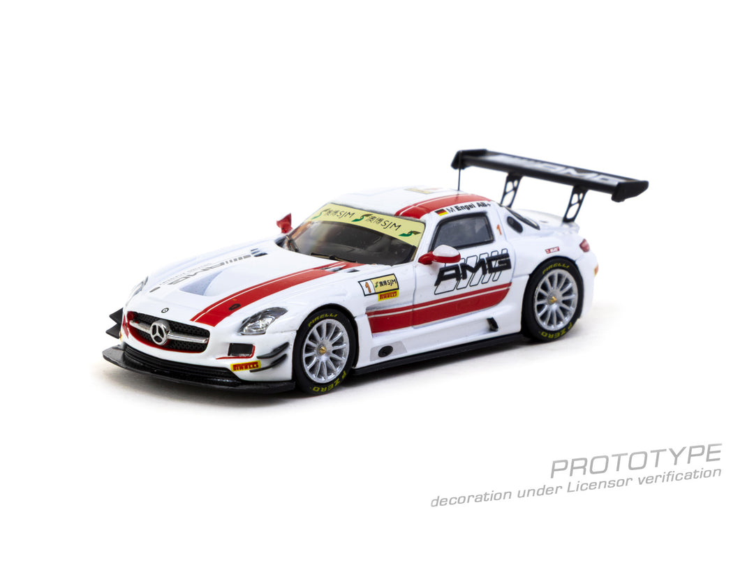 [Preorder] Tarmac Works 1:64 Mercedes-Benz SLS AMG GT3 Macau GT Cup - FIA GT World Cup 2015 Winner Maro Engel Model Car + Trading Cards Combo Set T64-087-15MGP01