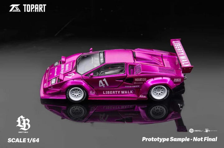 TOPART 1:64 Lamborghini Countach LBWK Flash Pink White 