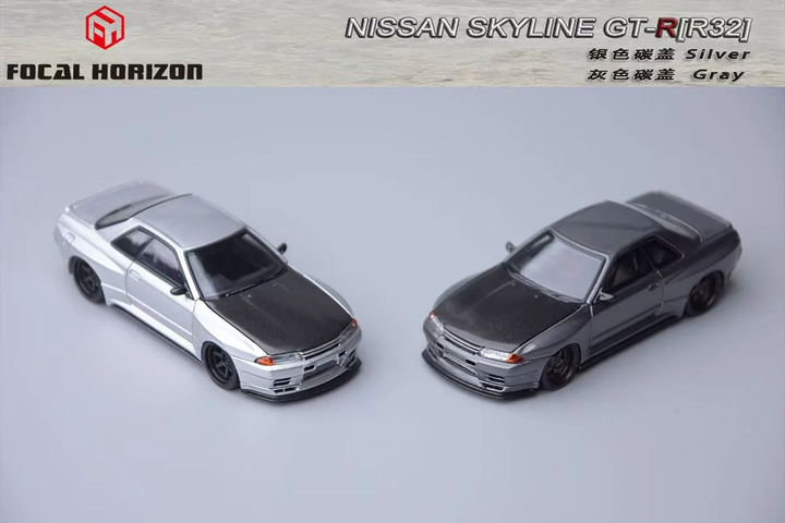 Focal Horizon 1:64 Nissan Skyline GT-R 3rd Generation R32 Japanese Garage Active Modified Version Carbon-Hood (2 Colours)