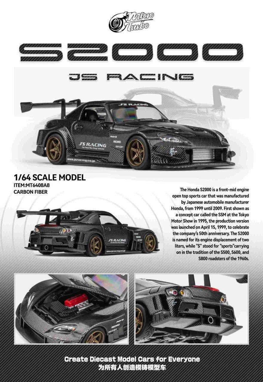 Microturbo 1:64 Custom S2000 JS Racing - Carbon Fiber Black