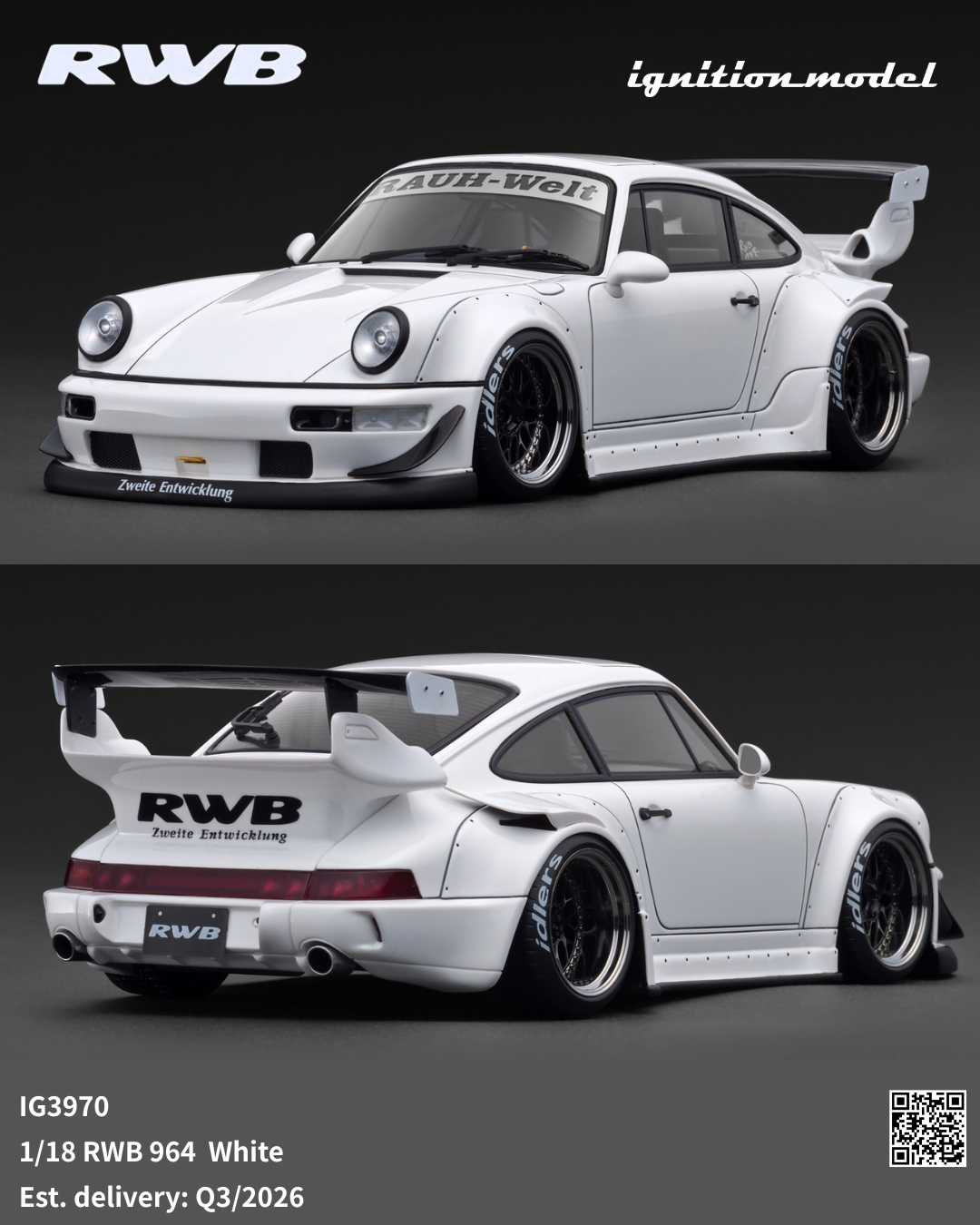 Preorder] Ignition Model 1:18 Porsche RWB 964 White IG3970
