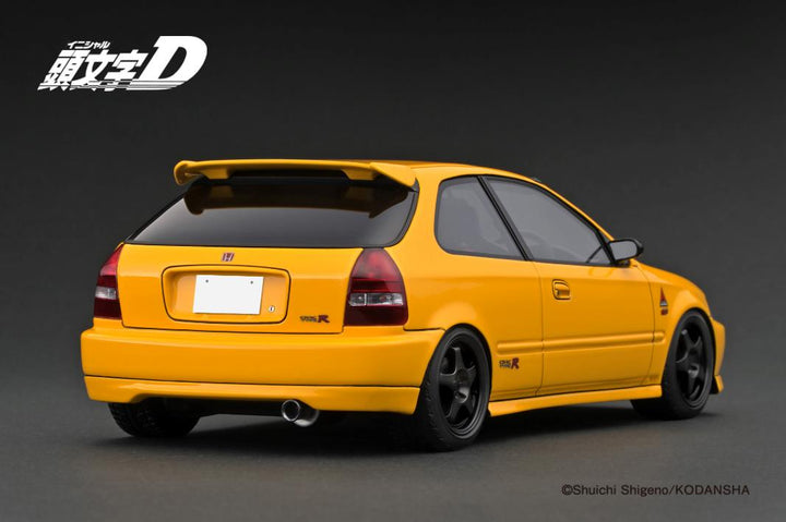 Ignition Model 1:18 INITIAL D Honda CIVIC (EK9) Type R Yellow *carbon bonnet