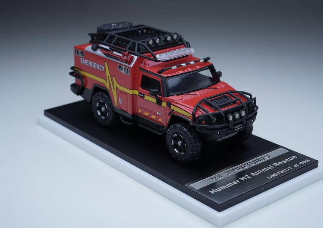 MK Miniatures 1:64 Hummer H2 Rescue Red