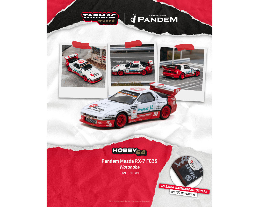[Preorder] Tarmac Works 1:64 Pandem Mazda RX-7 FC3S Watanabe – Hobby64 T64-066-WA