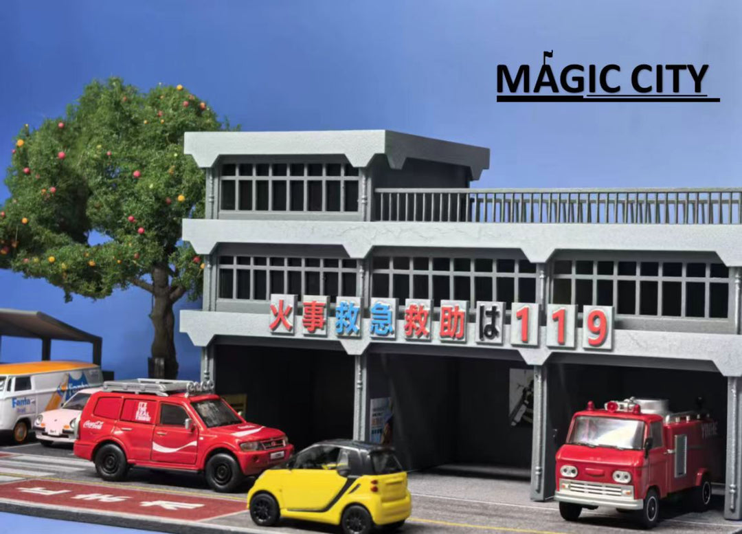[Preorder] Magic City 1:64 Japanese Fire and Rescue Team and Parking Lot Scene 110083