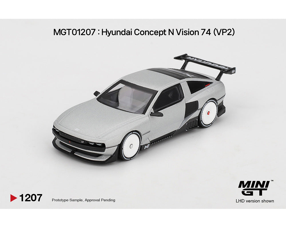[Preorder] MINIGT 1:64 Hyundai Concept N Vision 74 (VP2) – Silver – Korea Exclusive MGT01207