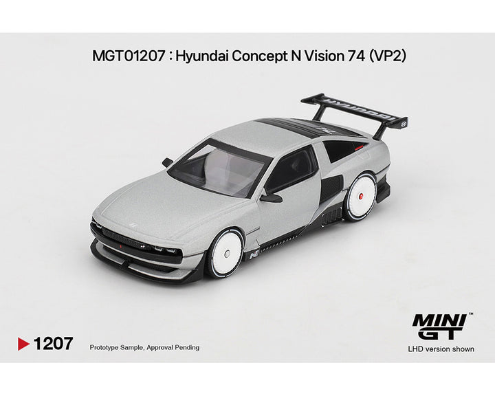 [Preorder] MINIGT 1:64 Hyundai Concept N Vision 74 (VP2) – Silver – Korea Exclusive MGT01207