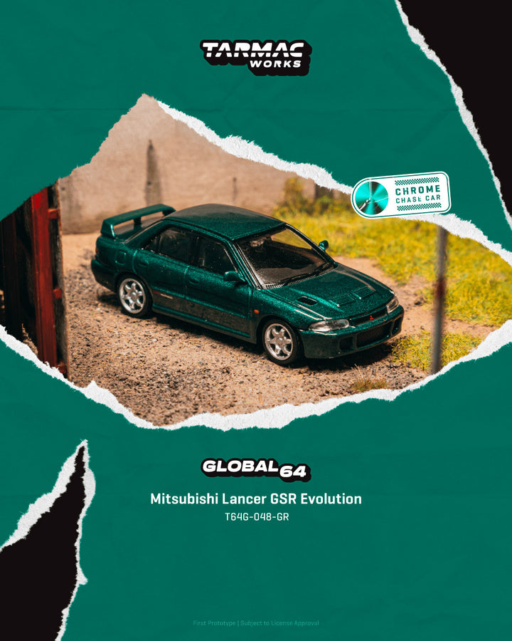 [Preorder] Tarmac Works 1:64 Mitsubishi Lancer GSR Evolution – Green Metallic – Global64 – MiJo Exclusives T64G-048-GR
