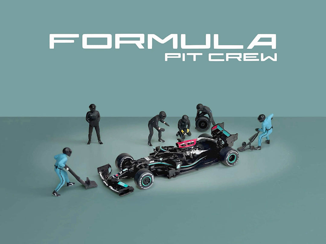 [Preorder] American Diorama 1:64 Formula Pit Crew Figures - Team Black AD-2444MJ