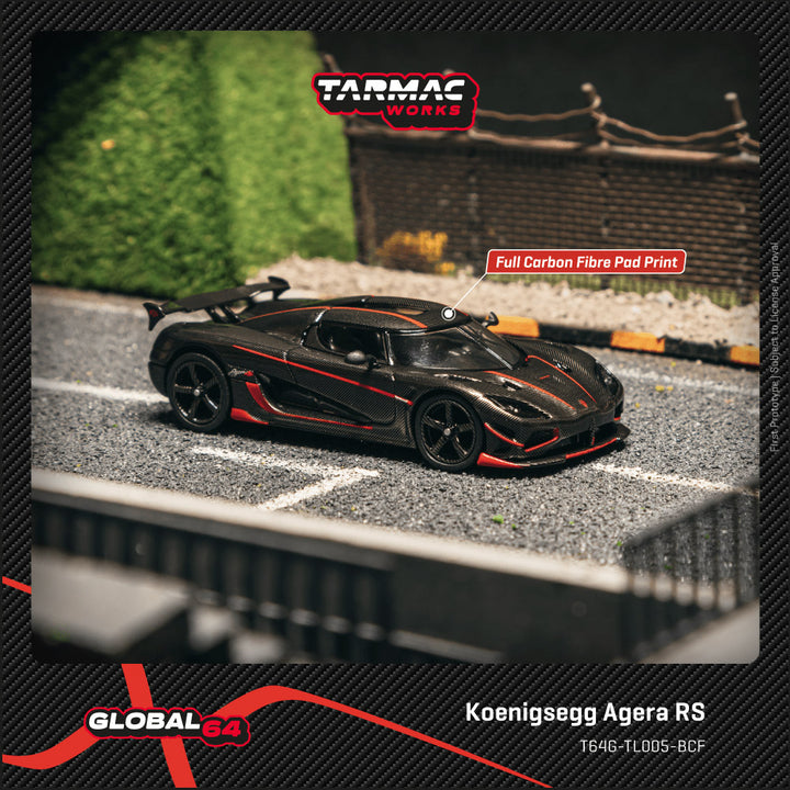 [Preorder] Tarmac Works 1:64 Koenigsegg Agera RS Black Carbon Fiber / Red Accents T64G-TL005-BCF