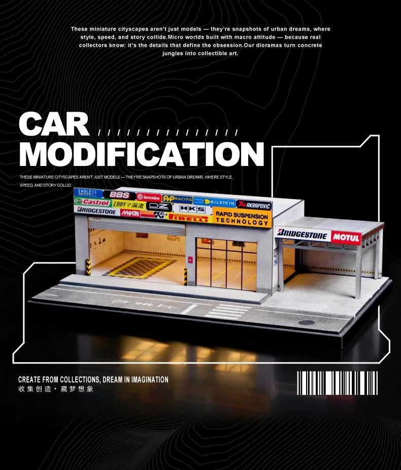 SHOU CANG JIA 1:64 Japanese Auto Repair Shop Scene Model (Large
