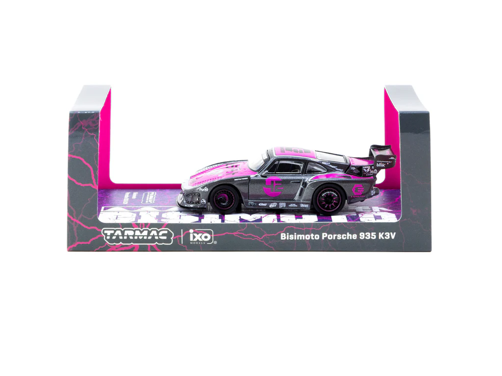 Tarmac Works 1:64 Bisimoto Porsche 935 K3V Model Car + Trading Cards Combo Set T64-079-K3V