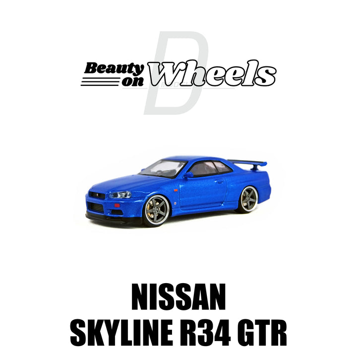 [Preorder] D MODEL BEAUTY ON WHEELS 1:64 Nissan Skyline R34 GTR Blue DBW060A
