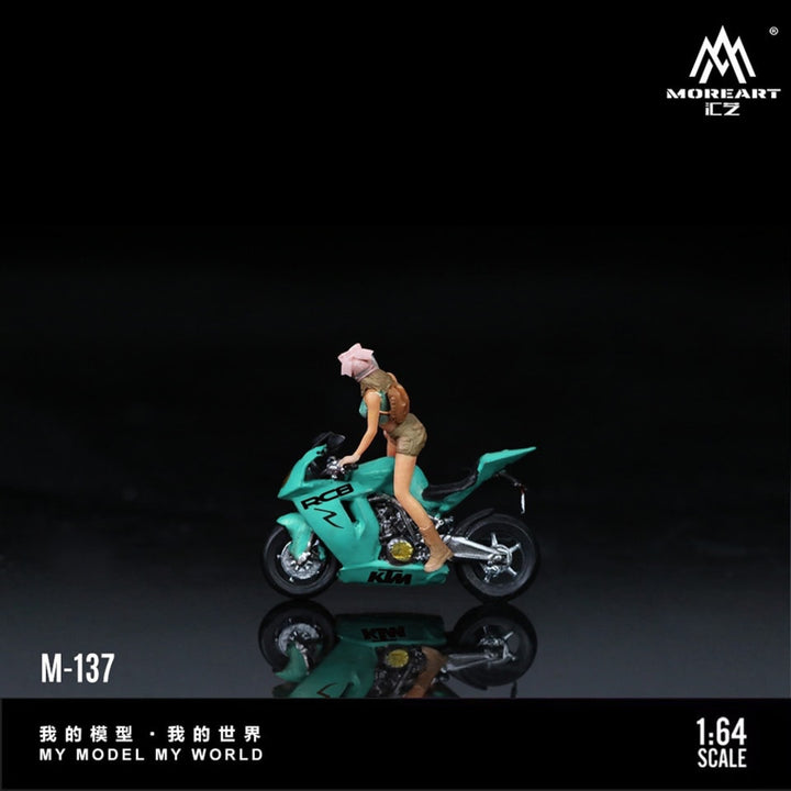 MoreArt 1:64 KTM1190 TIFFANY BLUE GIRL MOTORCYCLE DOLL MO222137