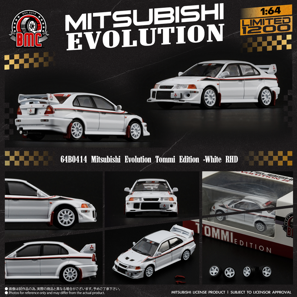 BM Creation 1:64 Mitsubishi Lancer EVO 6.5 -White Tommi Edition