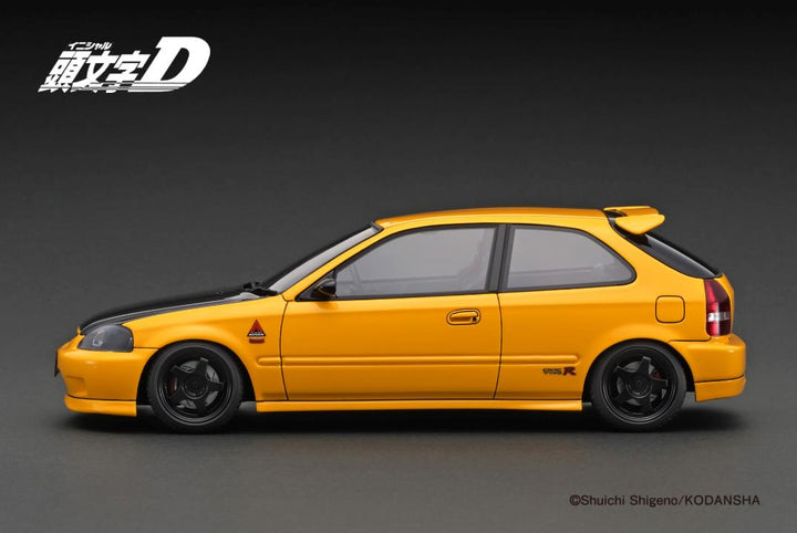 Ignition Model 1:18 INITIAL D Honda CIVIC (EK9) Type R Yellow *carbon bonnet