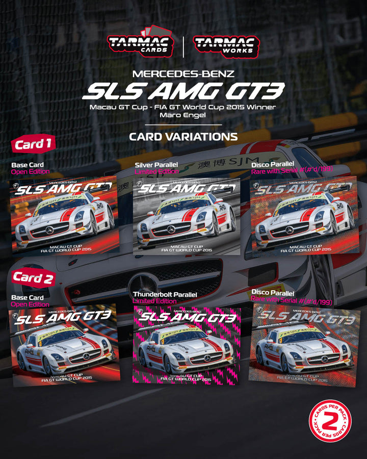 [Preorder] Tarmac Works 1:64 Mercedes-Benz SLS AMG GT3 Macau GT Cup - FIA GT World Cup 2015 Winner Maro Engel Model Car + Trading Cards Combo Set T64-087-15MGP01