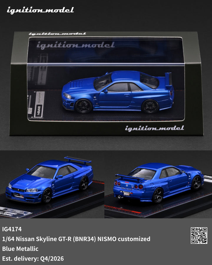 [Preorder] Ignition Model 1:64 Nissan Skyline GT-R (BNR34) NISMO customized Blue IG4174