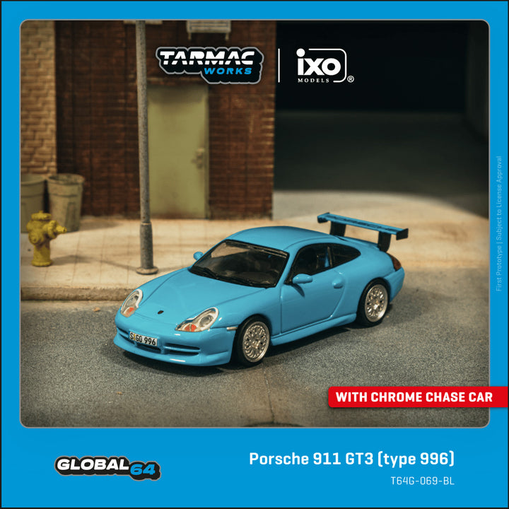 [Preorder] Tarmac Works 1:64 Porsche 911 GT3 (type 996) Light Blue T64G-069-BL