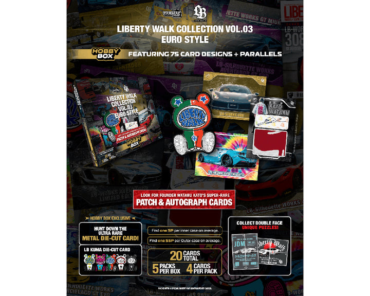 [Preorder] Tarmac Cards Liberty Walk Collectible Trading Cards Volume .03 Euro Style – Hobby Box – Limited Edition TC-LBC-H03