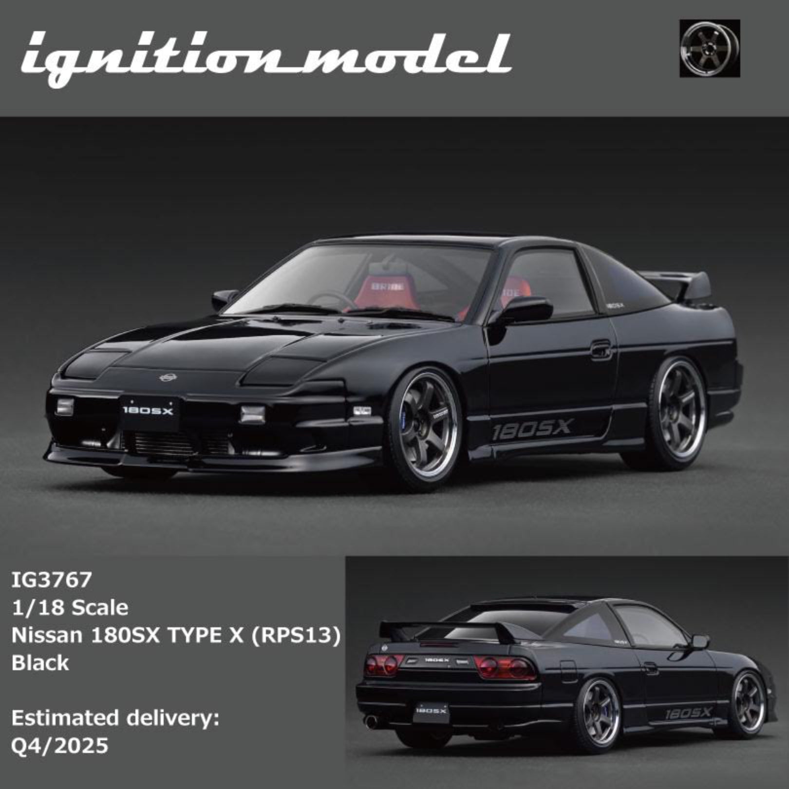 Ignition Model 1:18 Nissan 180SX TYPE X (RPS13) Black IG3767