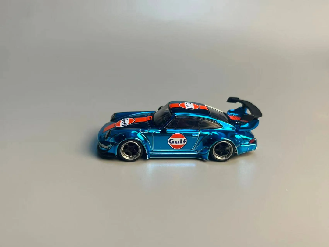 Flame 1:64 Porsche RWB 993 964 Gulf Chrome Blue (2 Versions)
