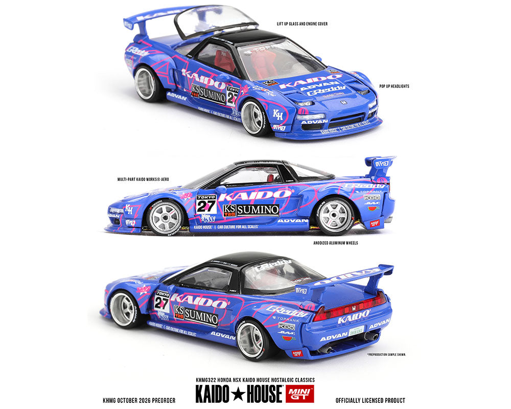 [Preorder] Kaido House x Mini GT 1:64 Honda NSX Kaido House Nostalgic Classics – Blue KHMG322