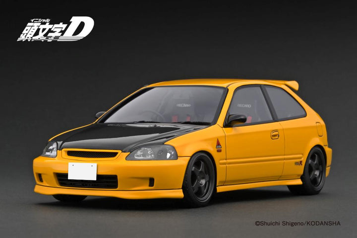 Ignition Model 1:18 INITIAL D Honda CIVIC (EK9) Type R Yellow *carbon bonnet