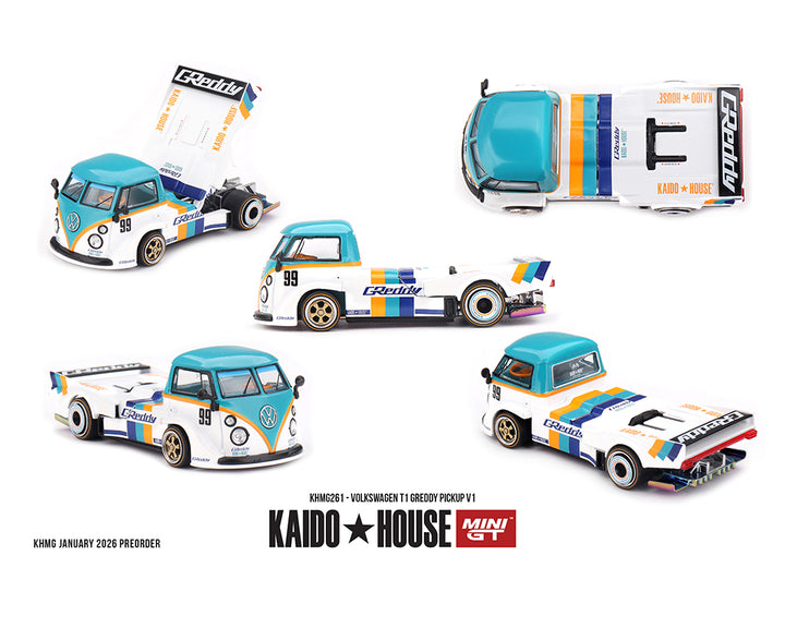[Preorder] Kaido House x Mini GT 1:64 Volkswagen T1 GReddy Pickup V1 KHMG261