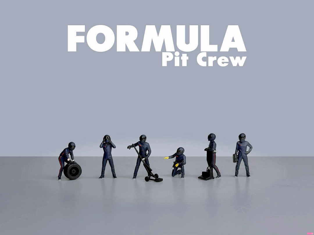 [Preorder] American Diorama 1:64 Formula Pit Crew Figures - Team Blue AD-2442MJ