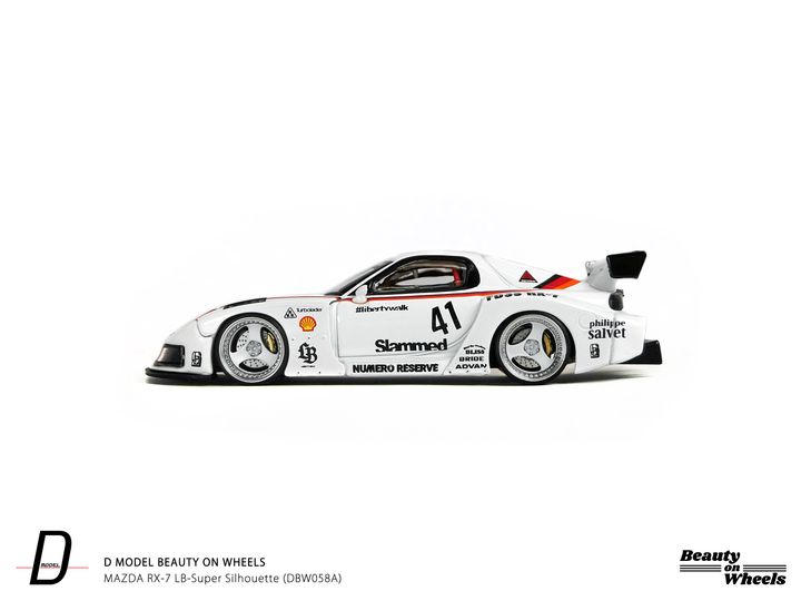 [Preorder] D MODEL BEAUTY ON WHEELS 1:64 MAZDA RX-7 LB-Super Silhouette White DBW058A