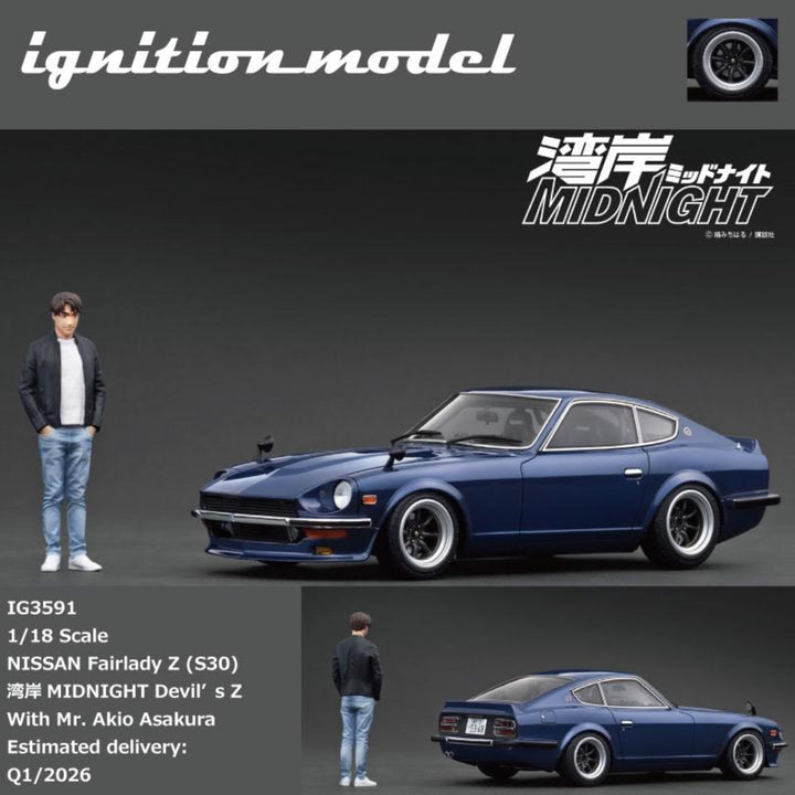 [Preorder] Ignition Model 1:18 NISSAN Fairlady Z (S30) Blue MIDNIGHT Devil's Z With Mr. Akio Asakura IG3591