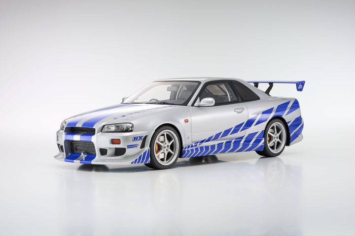 [Preorder] Kyosho 1:12 Nissan Skyline R34 GT-R 2001 Blue with Silver KSR12007A