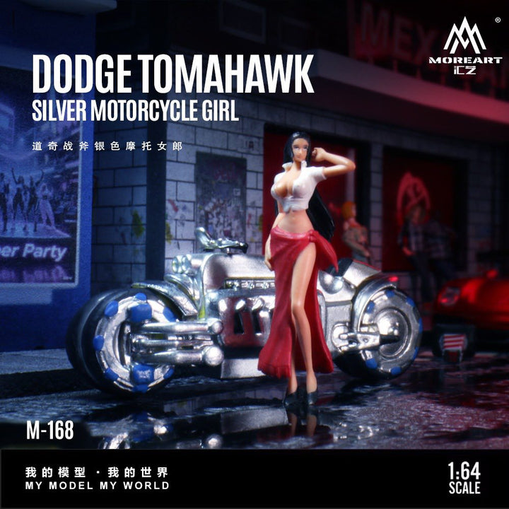 MoreArt 1:64 Dodge Tomahawk Silver Motorcycle Girl MO222168