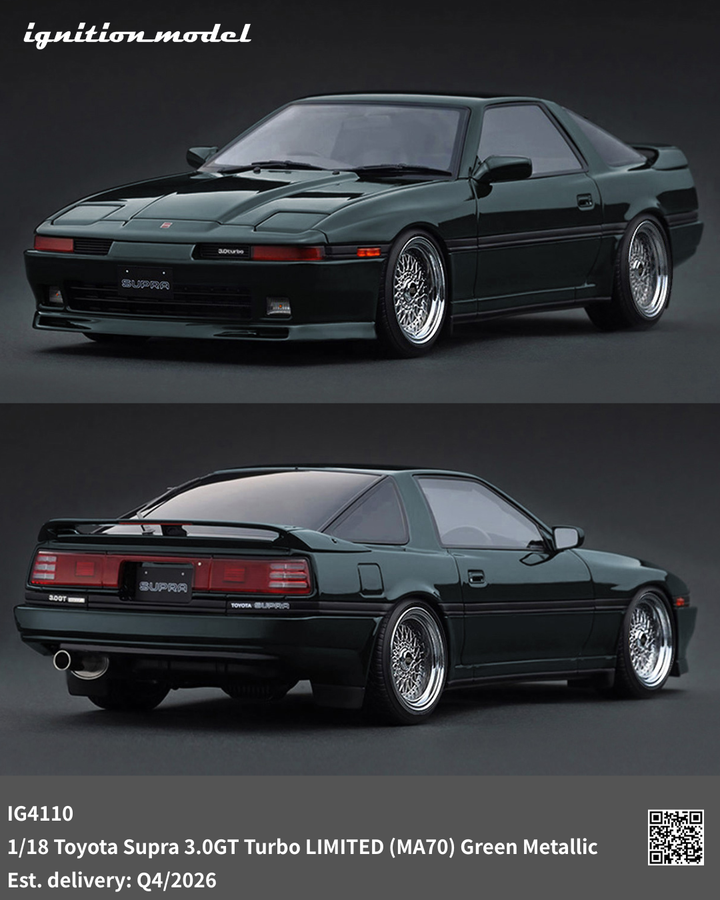 [Preorder] Ignition Model 1:18 Toyota Supra 3.0GT Turbo LIMITED (MA70) Green Metallic IG4110