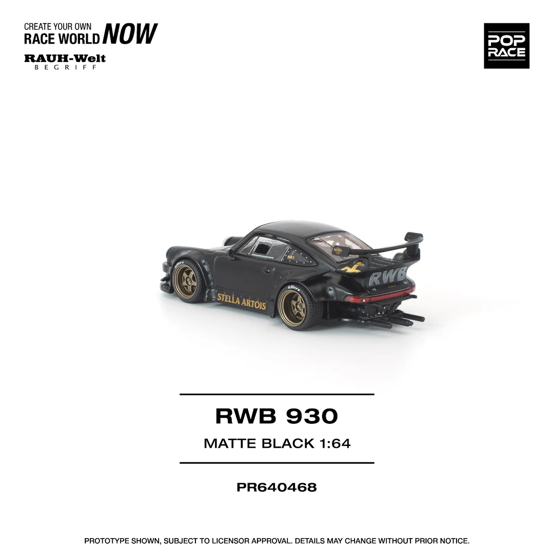 [Preorder] POPRACE 1:64 Porsche RWB 930 MATTE BLACK "STELLA ARTOIS" PR640468