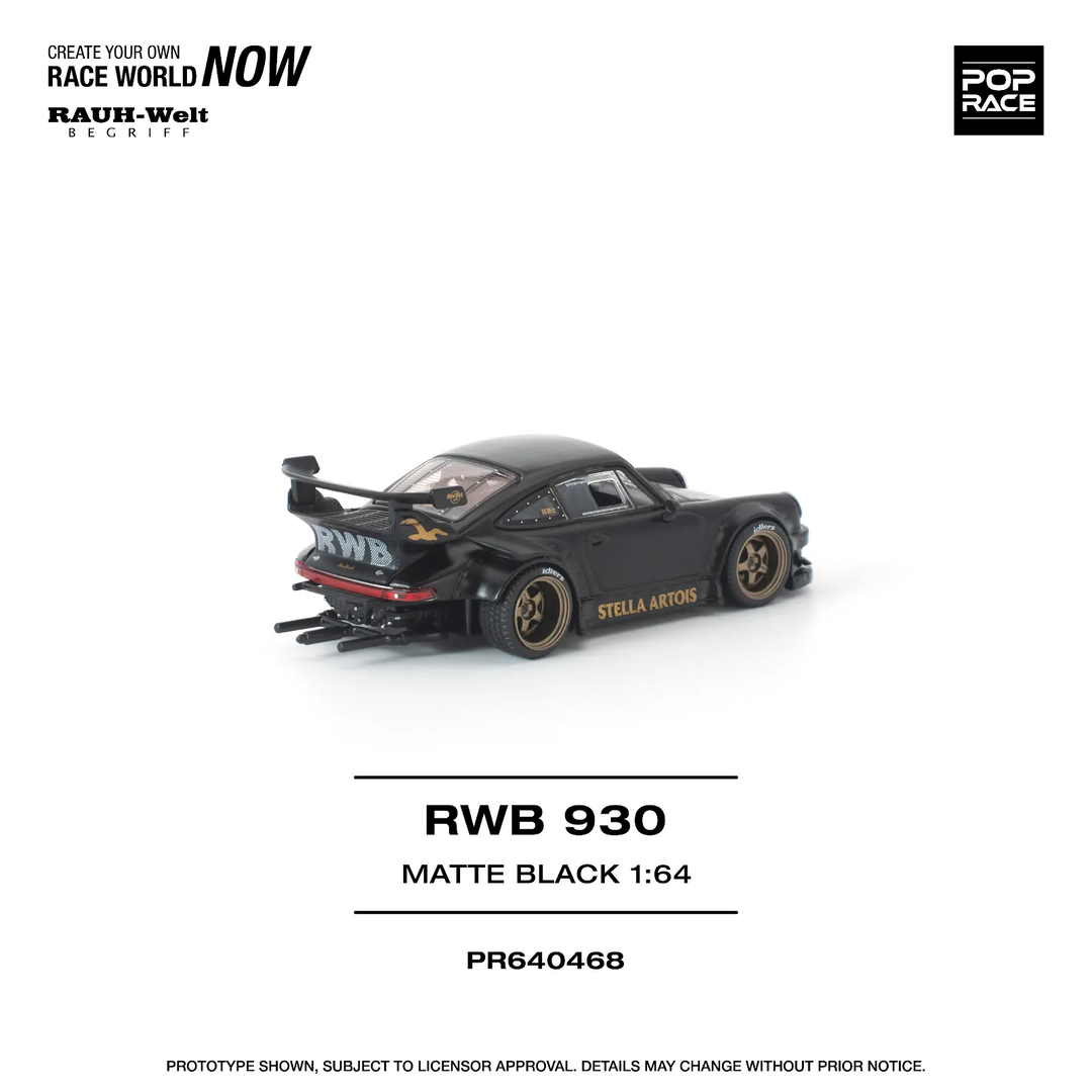 [Preorder] POPRACE 1:64 Porsche RWB 930 MATTE BLACK "STELLA ARTOIS" PR640468