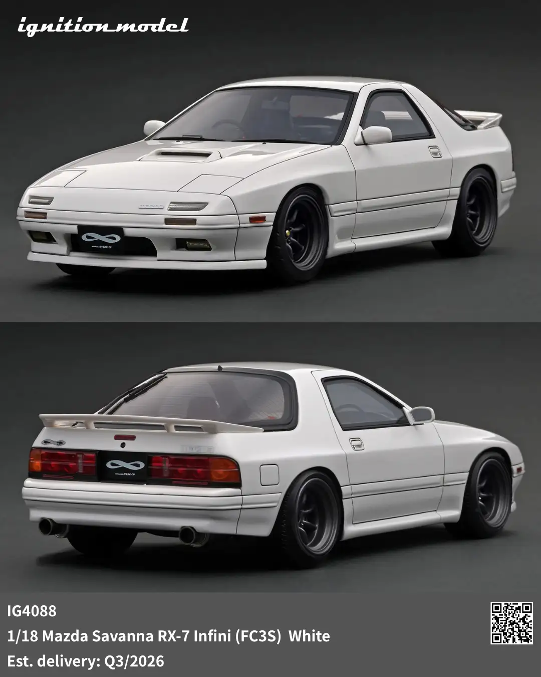 [Preorder] Ignition Model 1:18 Mazda Savanna RX-7 Infini (FC3S) White IG4088