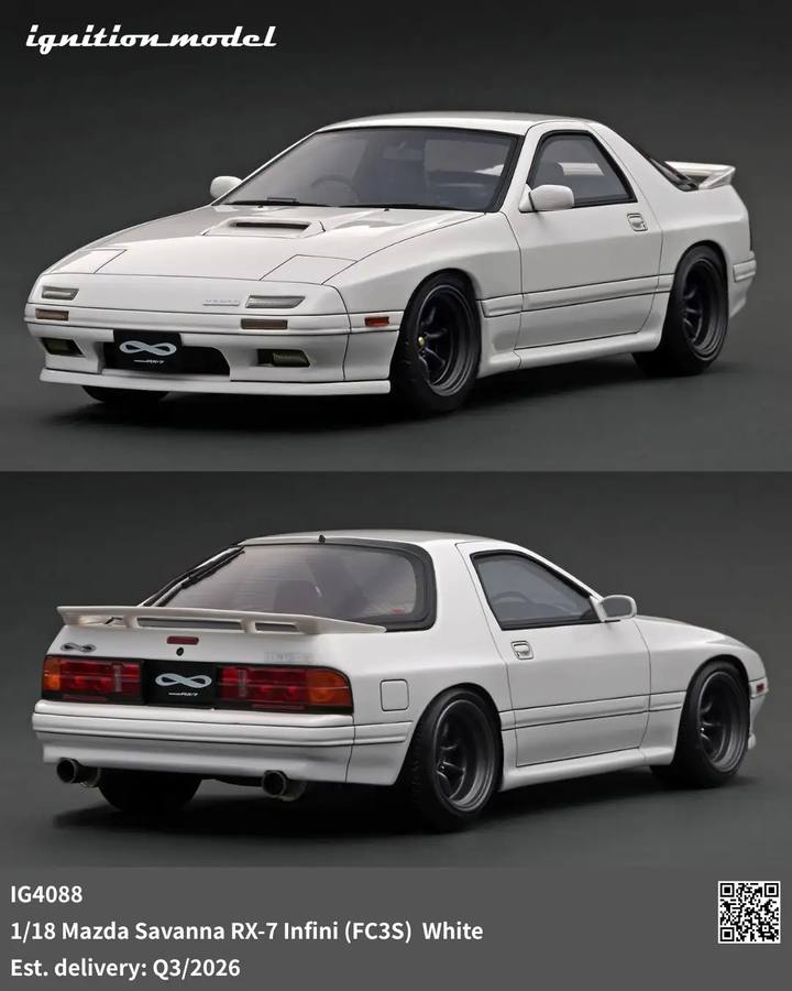 [Preorder] Ignition Model 1:18 Mazda Savanna RX-7 Infini (FC3S) White IG4088