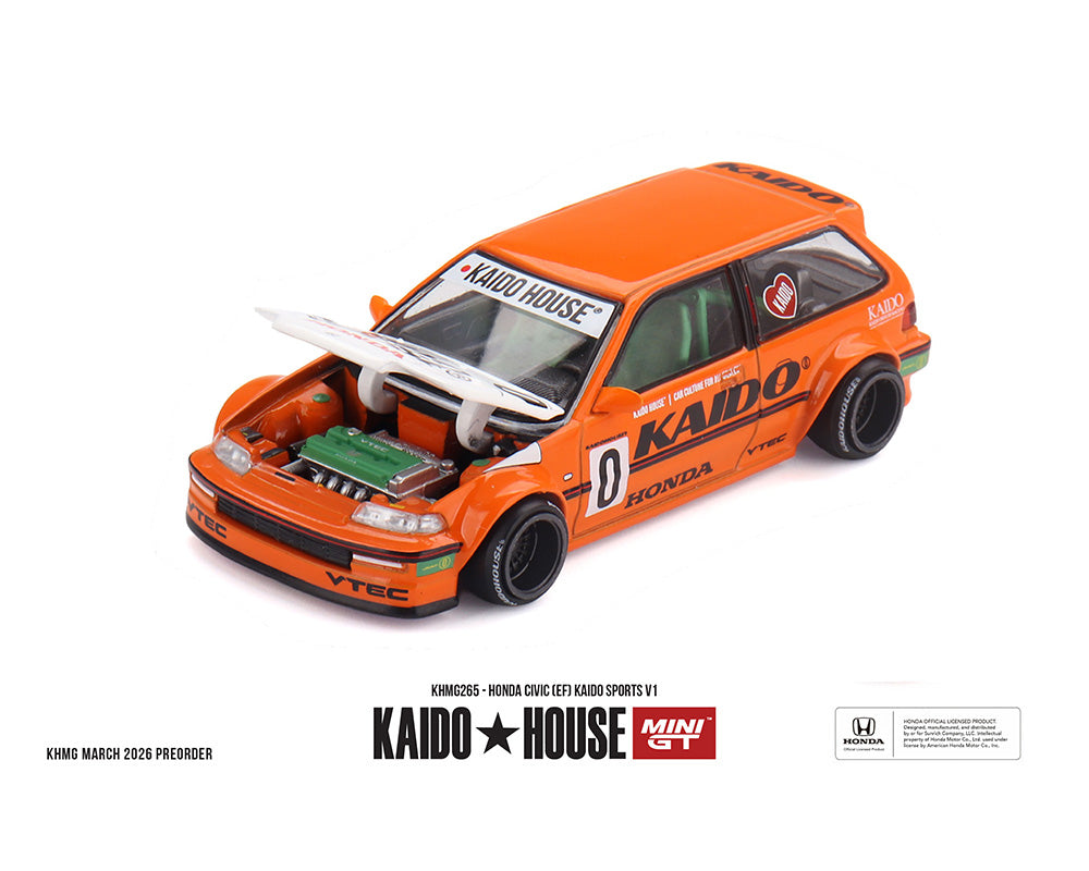 [Preorder] Kaido House x Mini GT 1:64 Honda Civic (EF) Kaido Sports V1 – Orange – Limited Edition KHMG265