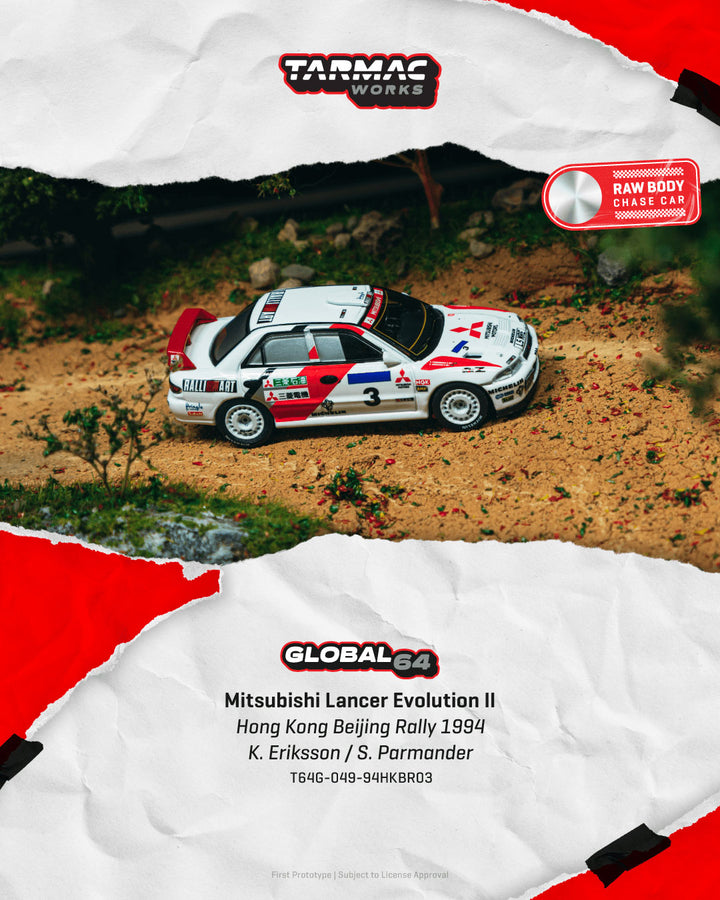 [Preorder] Tarmac Works 1:64 Mitsubishi Lancer Evolution II Hong Kong Beijing Rally T64G-049-94HKBR03