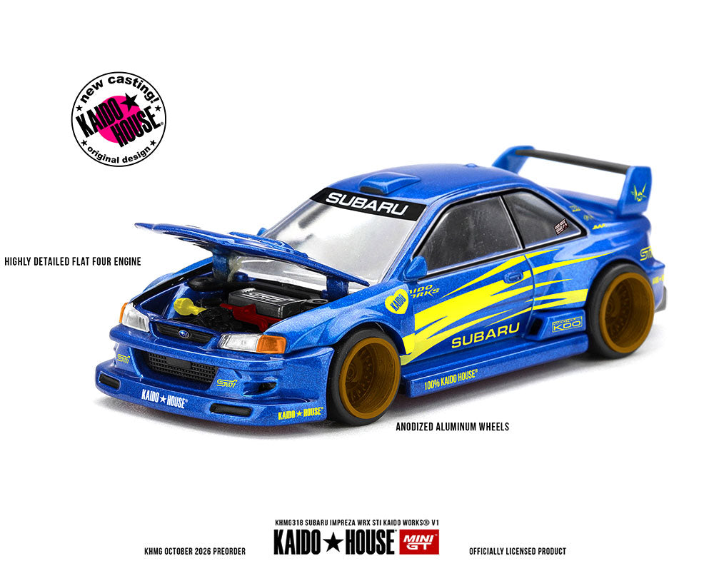 [Preorder] Kaido House x Mini GT 1:64 Subaru Impreza WRX STI KAIDO WORKS V1 – Blue KHMG318