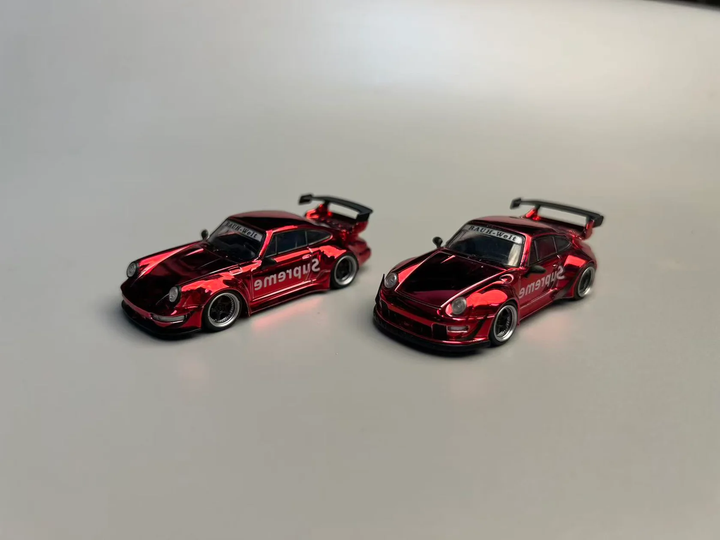 Flame 1:64 Porsche RWB 993 964 Sup Chrome Red (2 Versions)