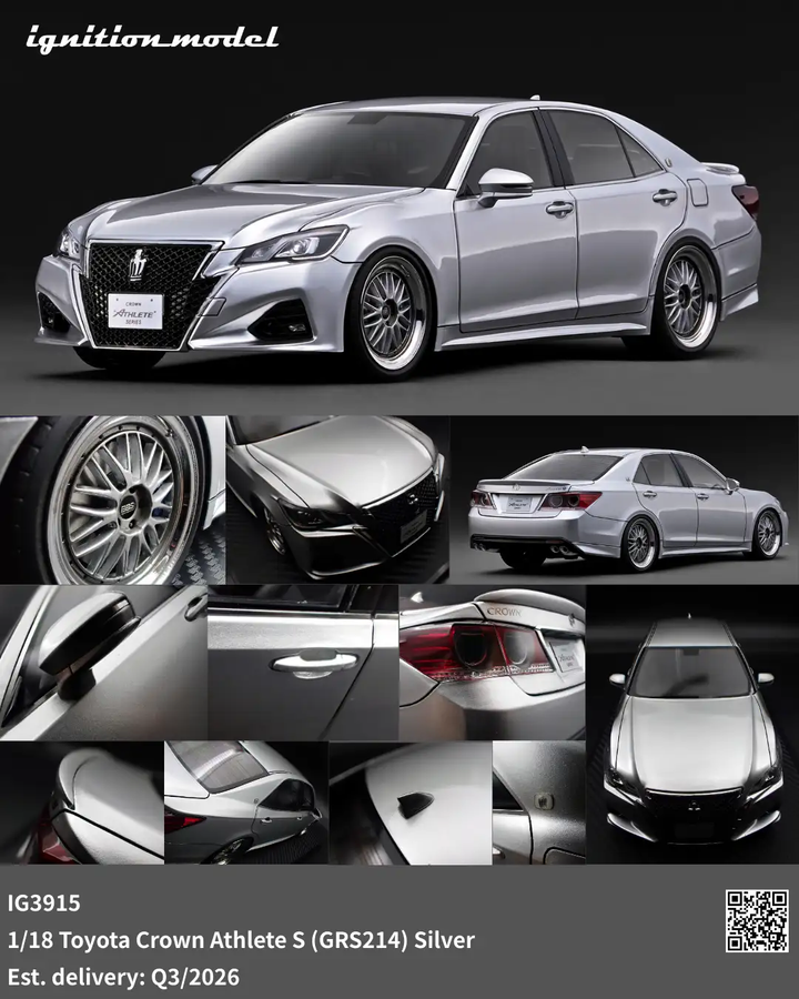 Ignition Model 1:18 Toyota Crown Athlete S (GRS214) Silver IG3915