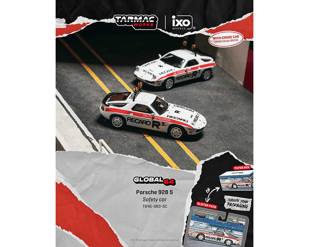 Preorder] Tarmac Works 1:64 Porsche 928S Safety Car – White T64G