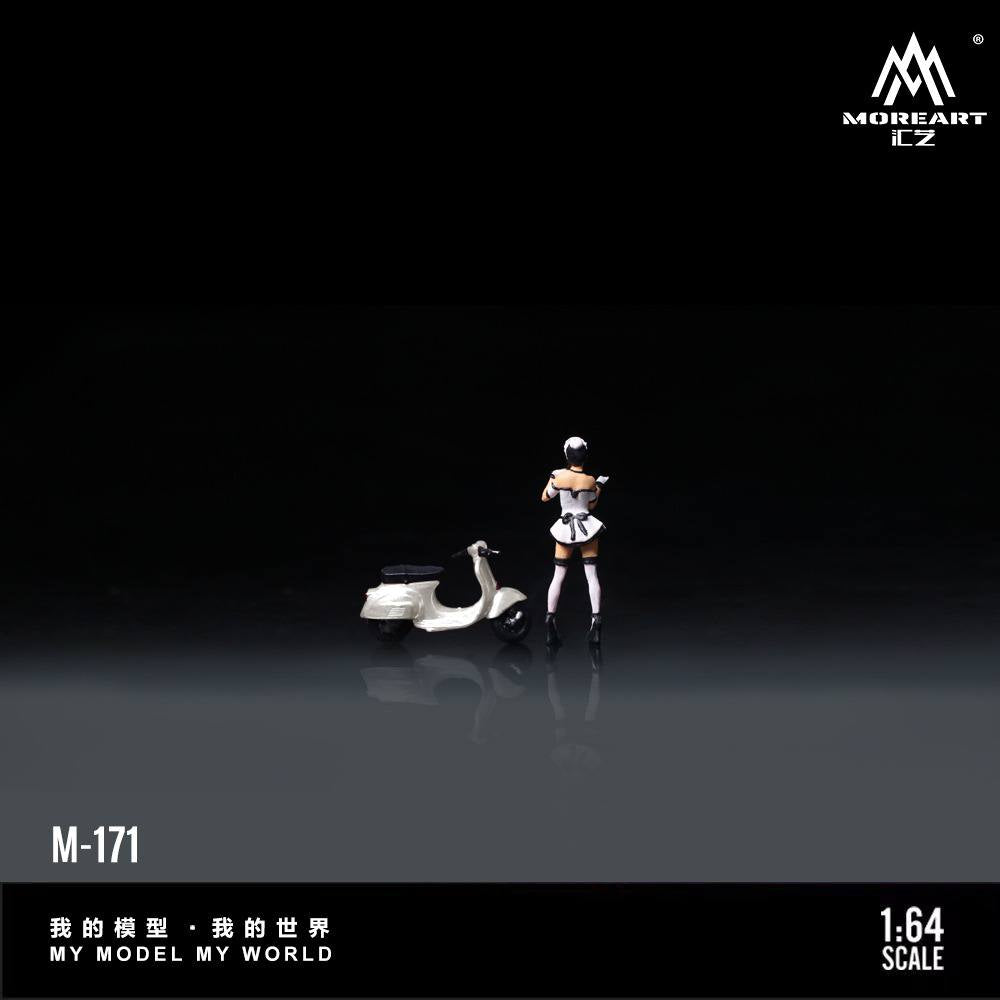 [Preorder] MoreArt 1:64 White scooter motorcycle maid doll MO222171